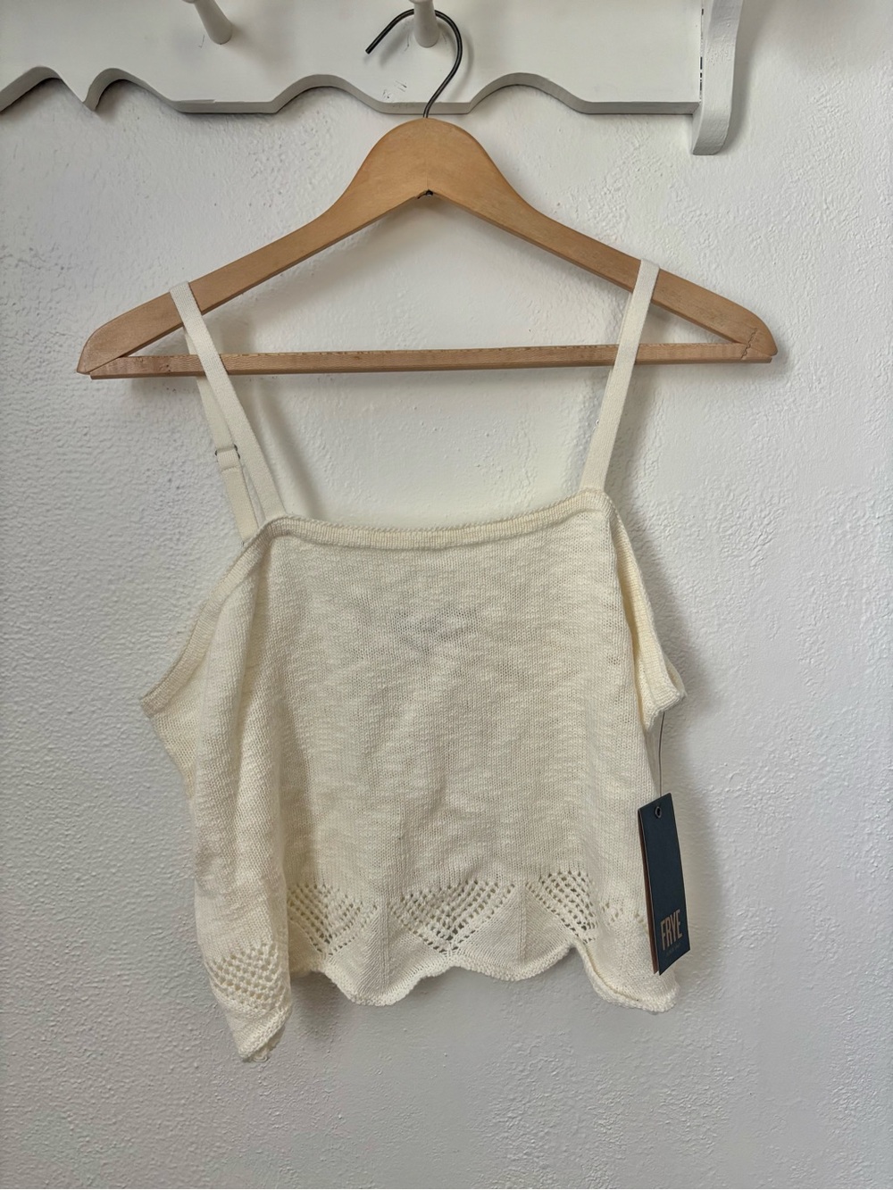 Frye Knit Crop Top NWT XL Coastal Cowgirl Boho Eyelet Ivory Summer Tank